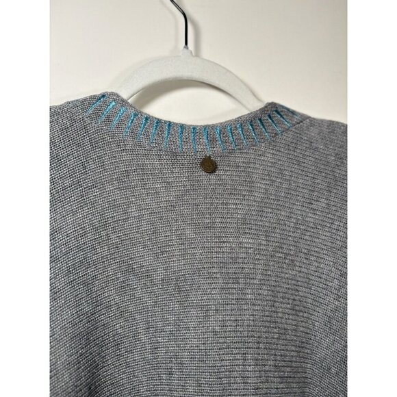 SOFT SURROUNDINGS Cashmere Blend Shawl Cardigan Duster Grey Leather Fringe Large - Picture 6 of 8